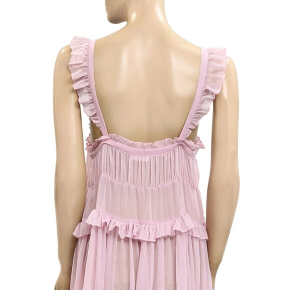 Intimately Free People Moon Phase Midi Slip Dress Ruffle Swingy Sheer S 281919 - Picture 7 of 7